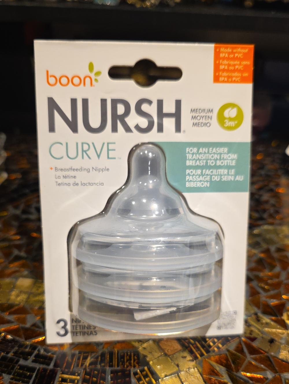 NURSH Curve Medium Breastfeeding Nipples - Clear